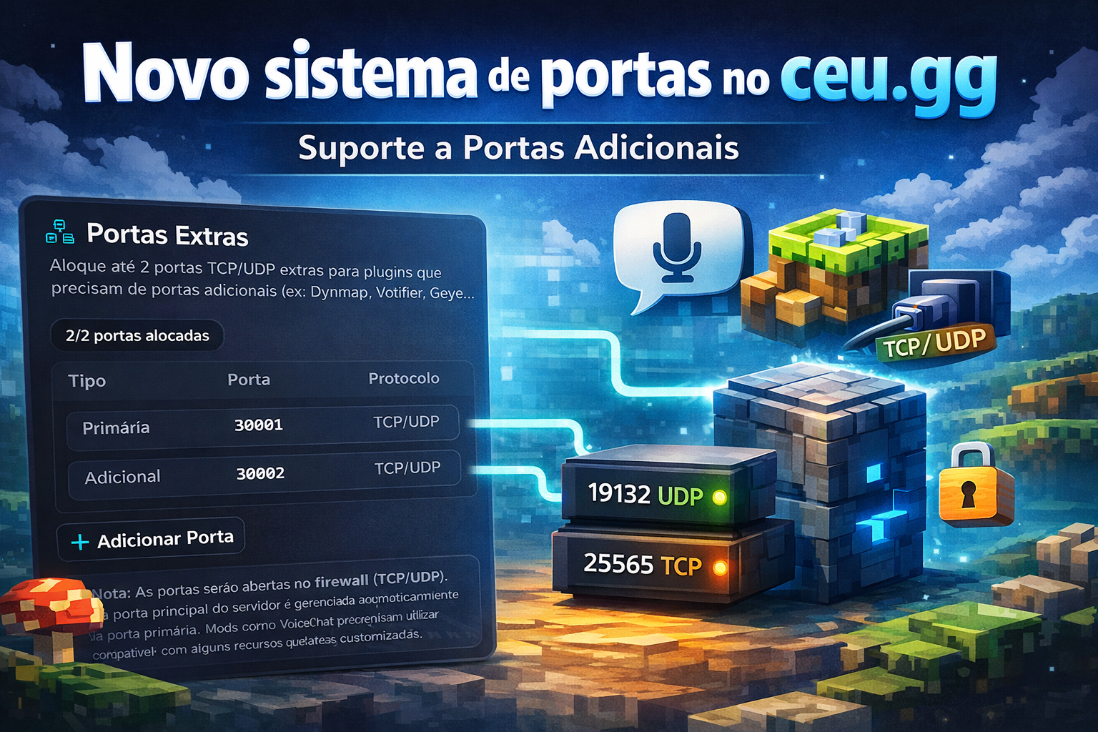 Novo sistema de portas no ceu.gg - suporte a portas adicionais